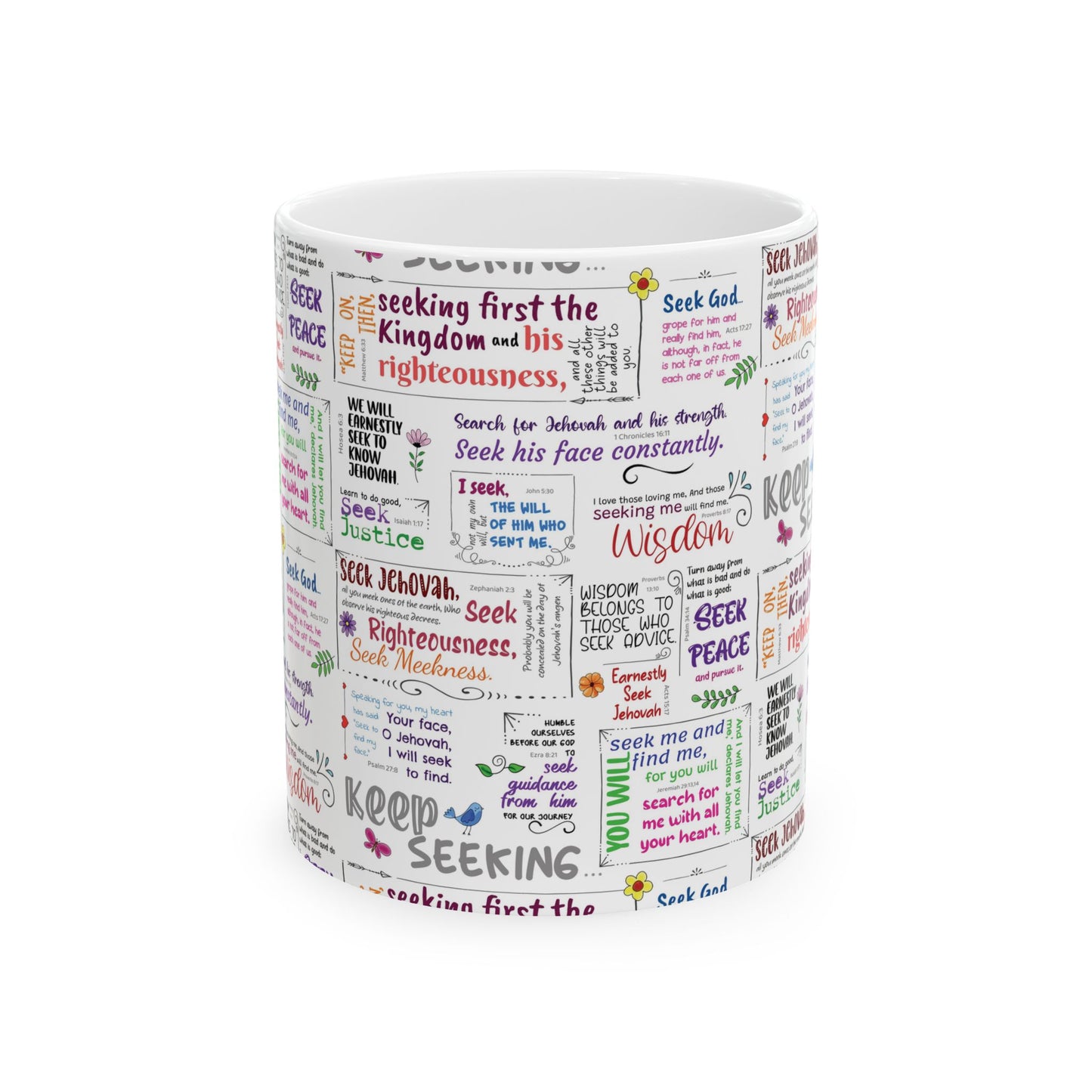 Keep Seeking Ceramic Mug - Motivational Scriptures