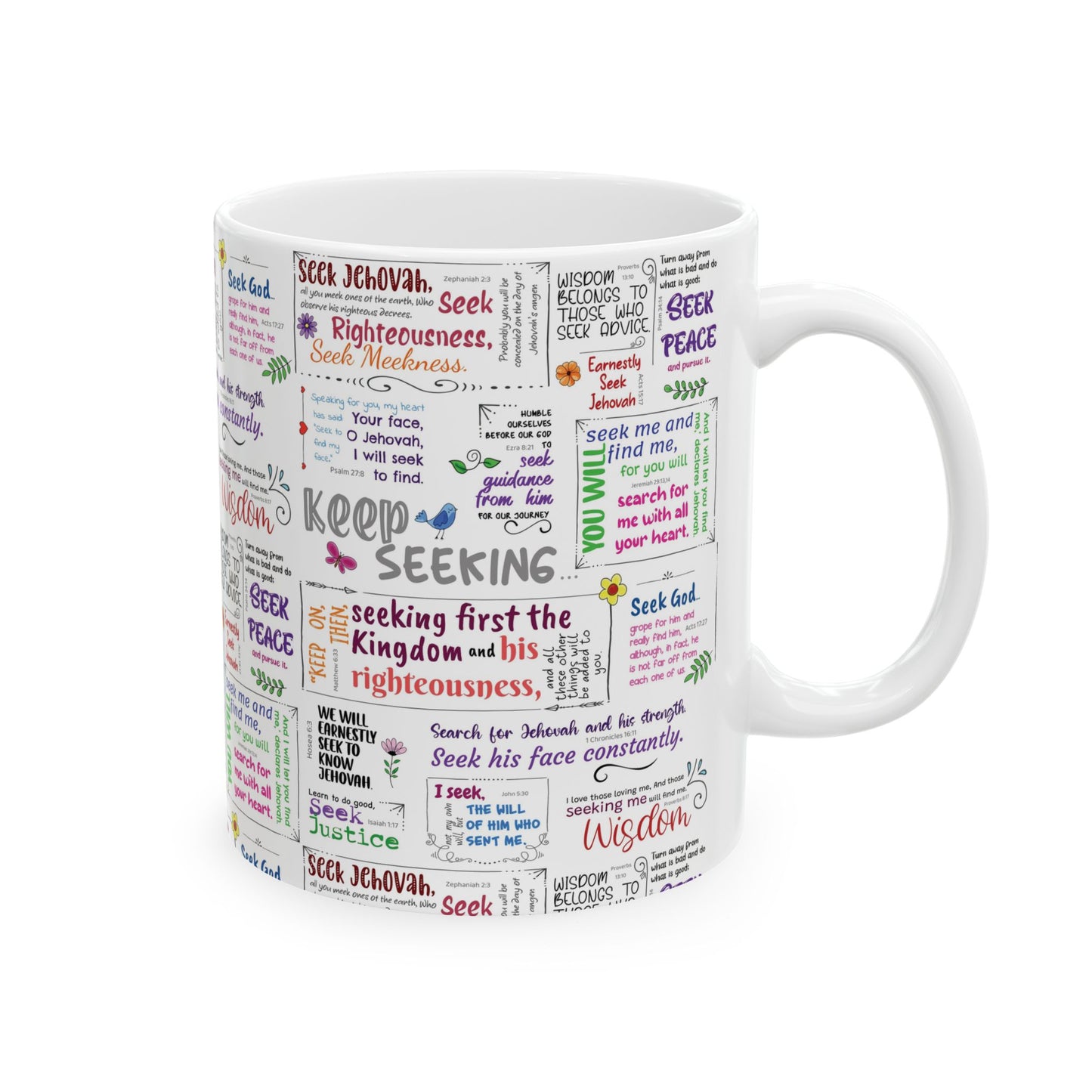 Keep Seeking Ceramic Mug - Motivational Scriptures