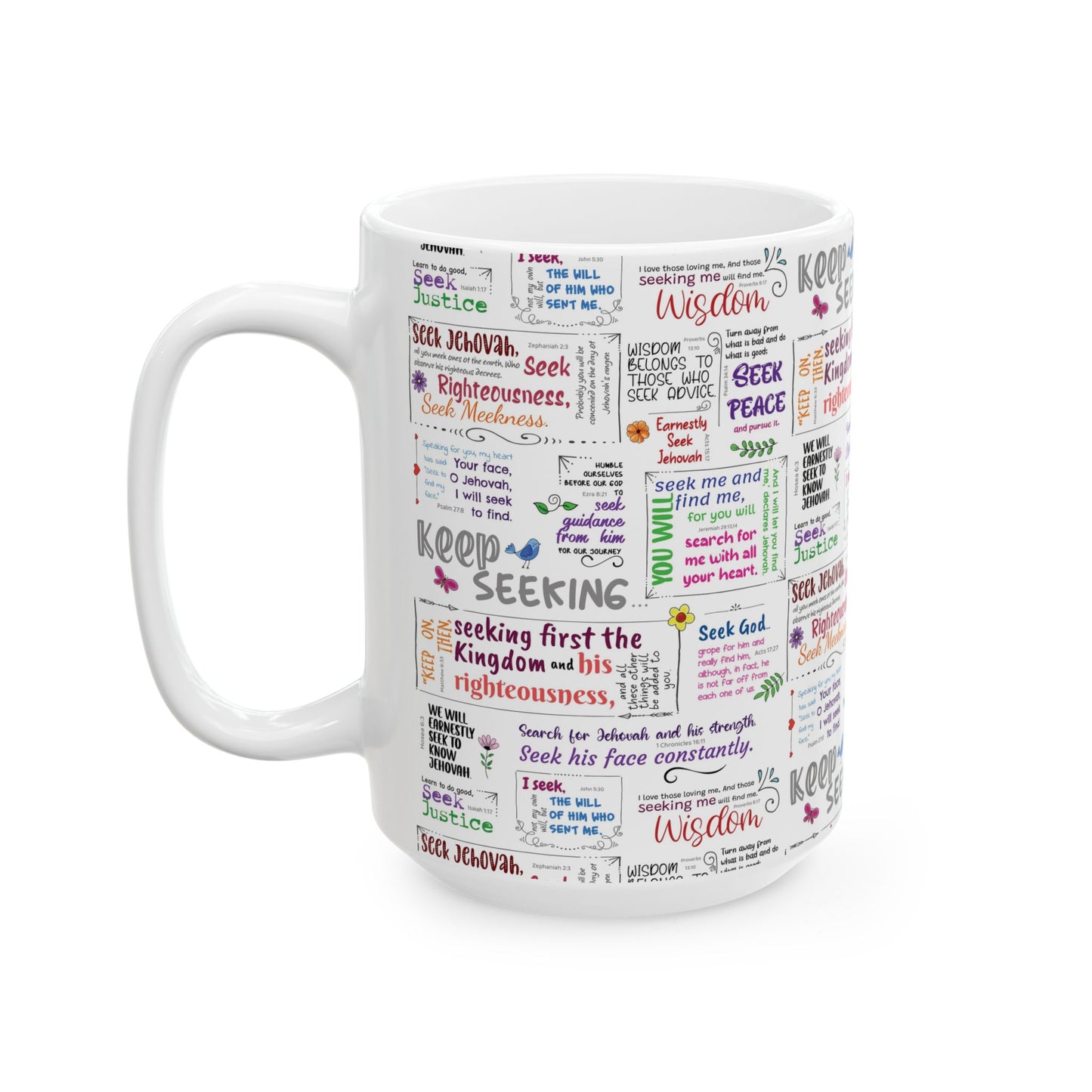 Keep Seeking Ceramic Mug - Motivational Scriptures