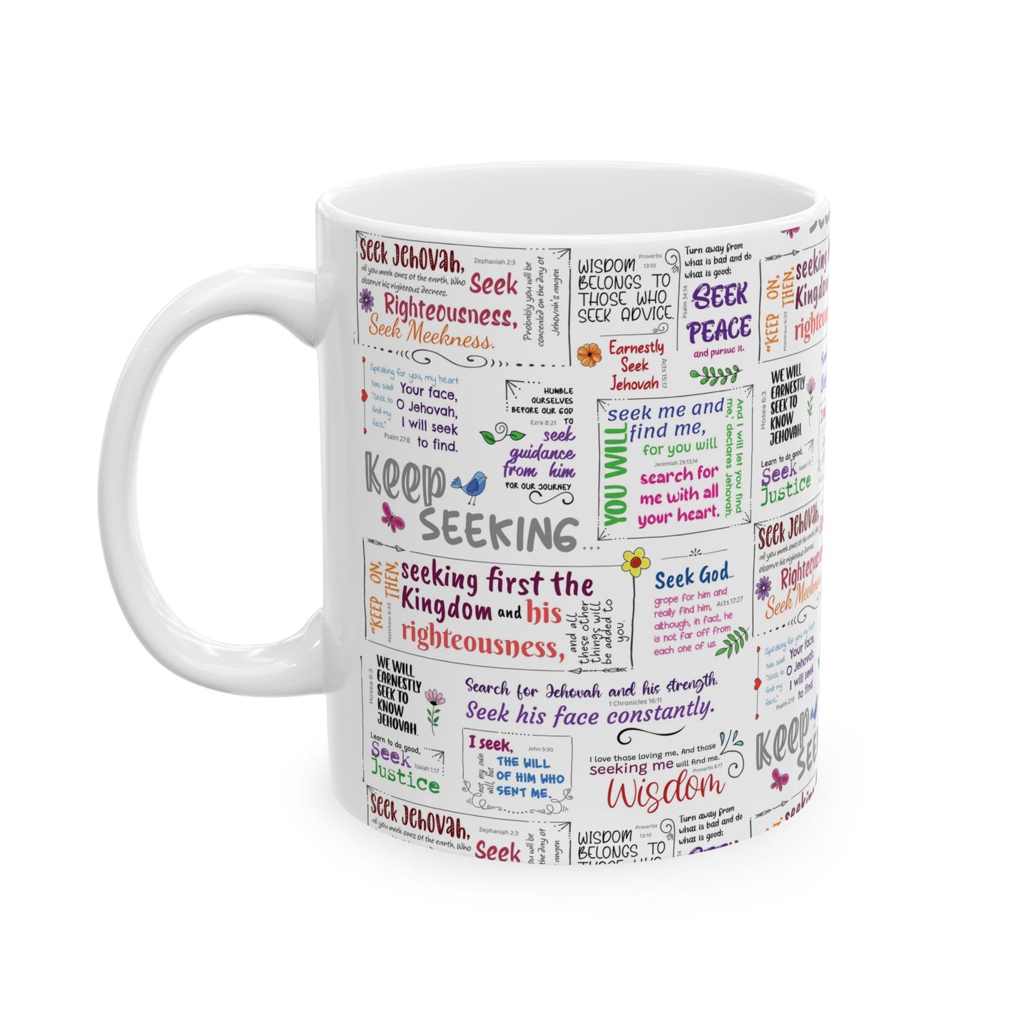 Keep Seeking Ceramic Mug - Motivational Scriptures