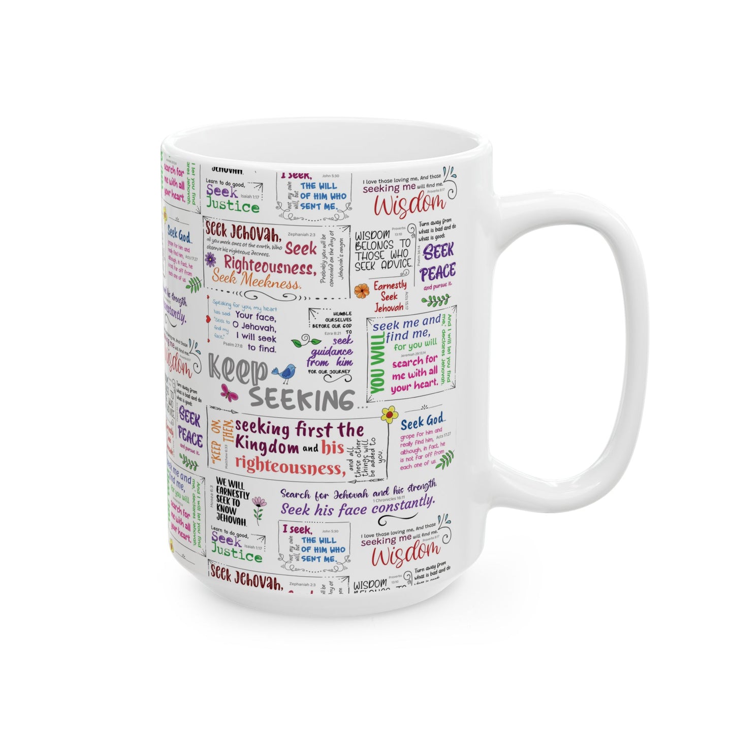 Keep Seeking Ceramic Mug - Motivational Scriptures