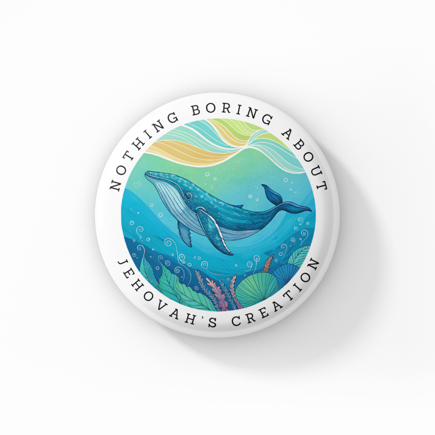 Serenity the Whale Button Pin