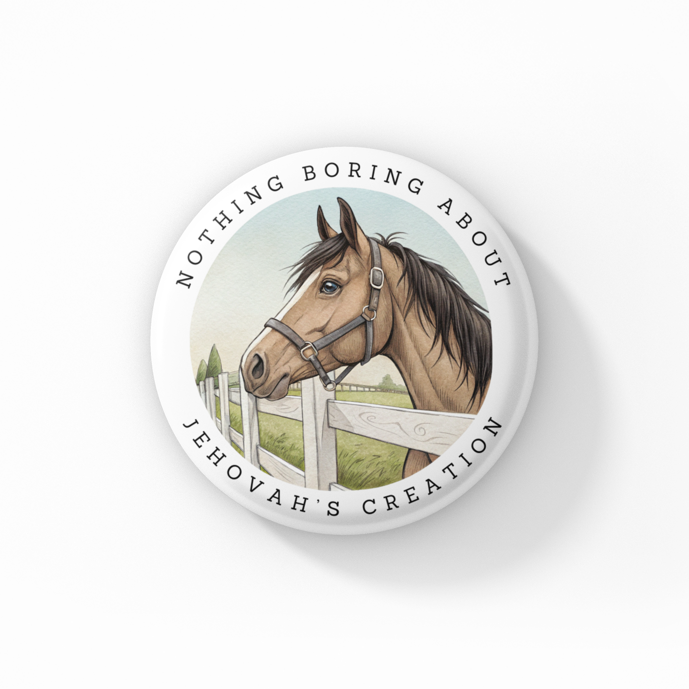 Sterling the Stallion button pin