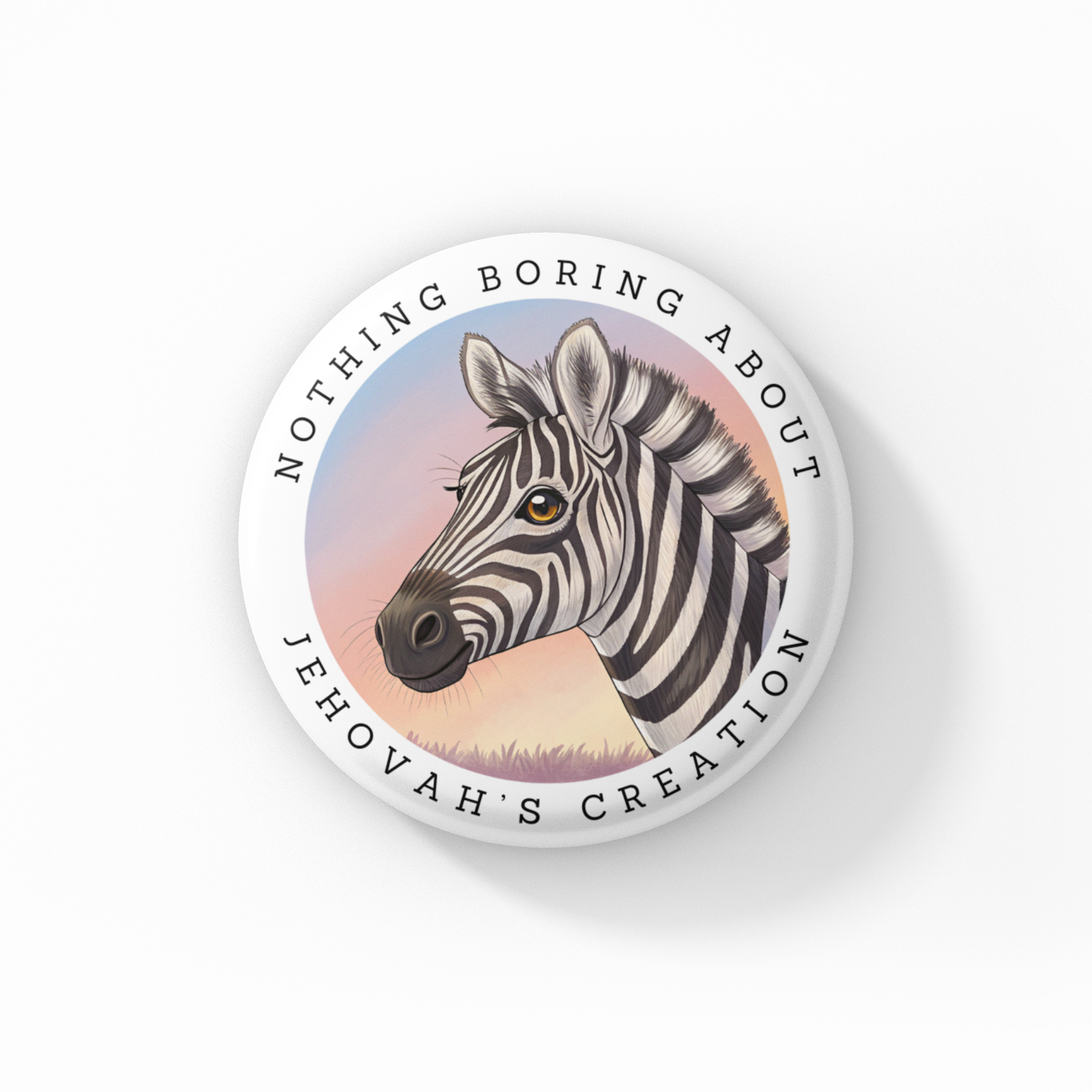 Debra the Zebra button pin