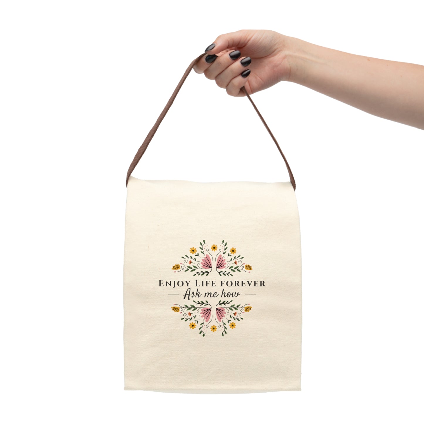Enjoy Life Forever Conversation Starter - Canvas Lunch Bag