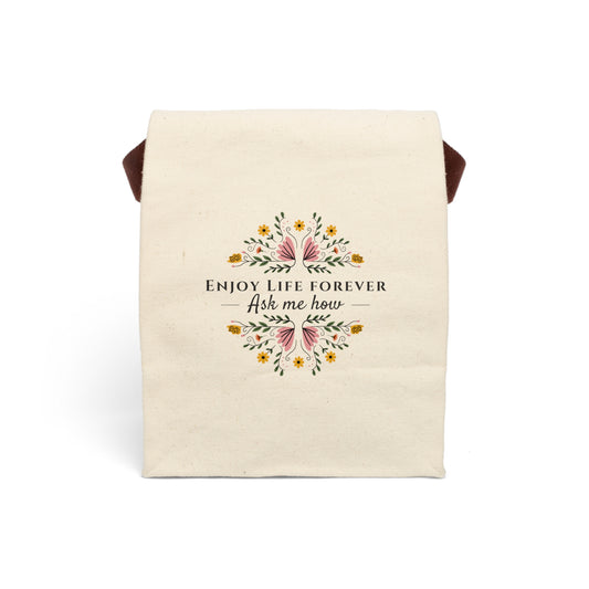 Enjoy Life Forever Conversation Starter - Canvas Lunch Bag